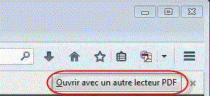 Bouton « Ouvrir avec un autre lecteur PDF »
