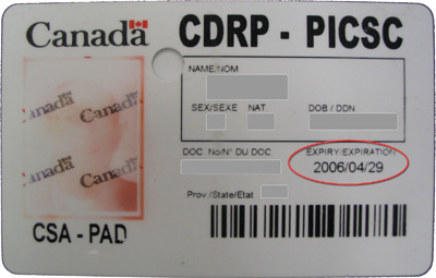 Sample CDRP card