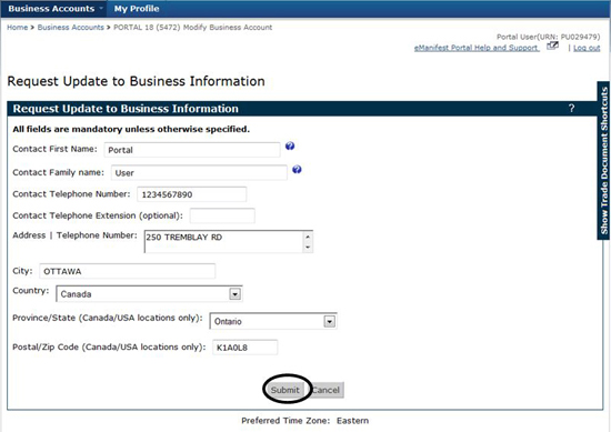 Figure 10-5 Business Accounts - Request Business Account Update 