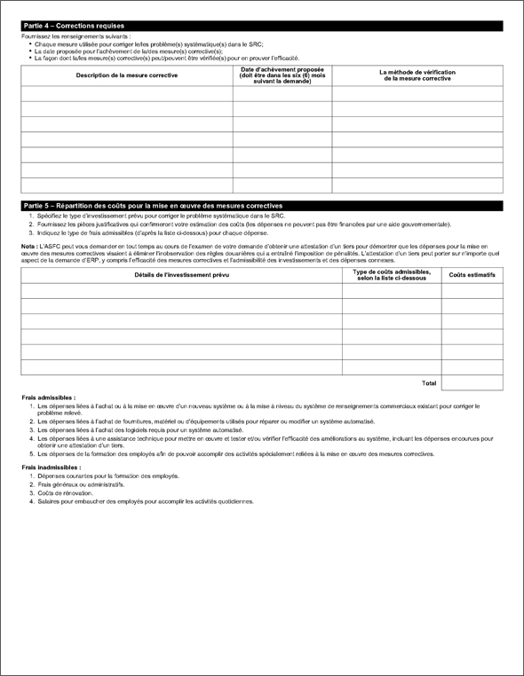 Exemple du formulaire de demande BSF266, Entente de réinvestissement des pénalités (ERP) - Page 2
