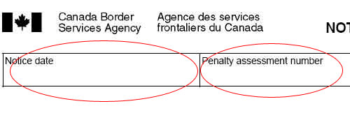 The following image illustrates a portion of the Notice of Penalty Assessment form where the Enforcement Action Number and the Date of Action can be found in the top left corner.