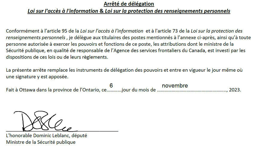 Signed Ministerial order