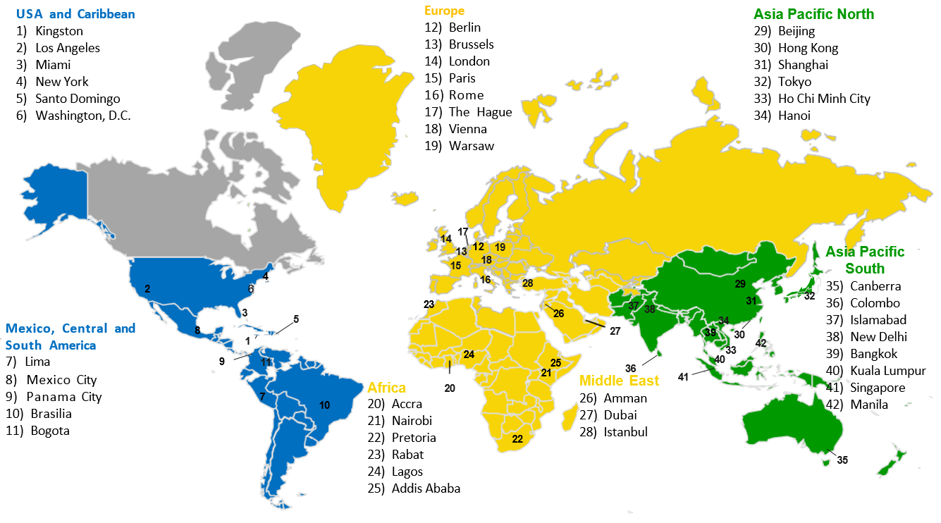Global map of the International Network locations